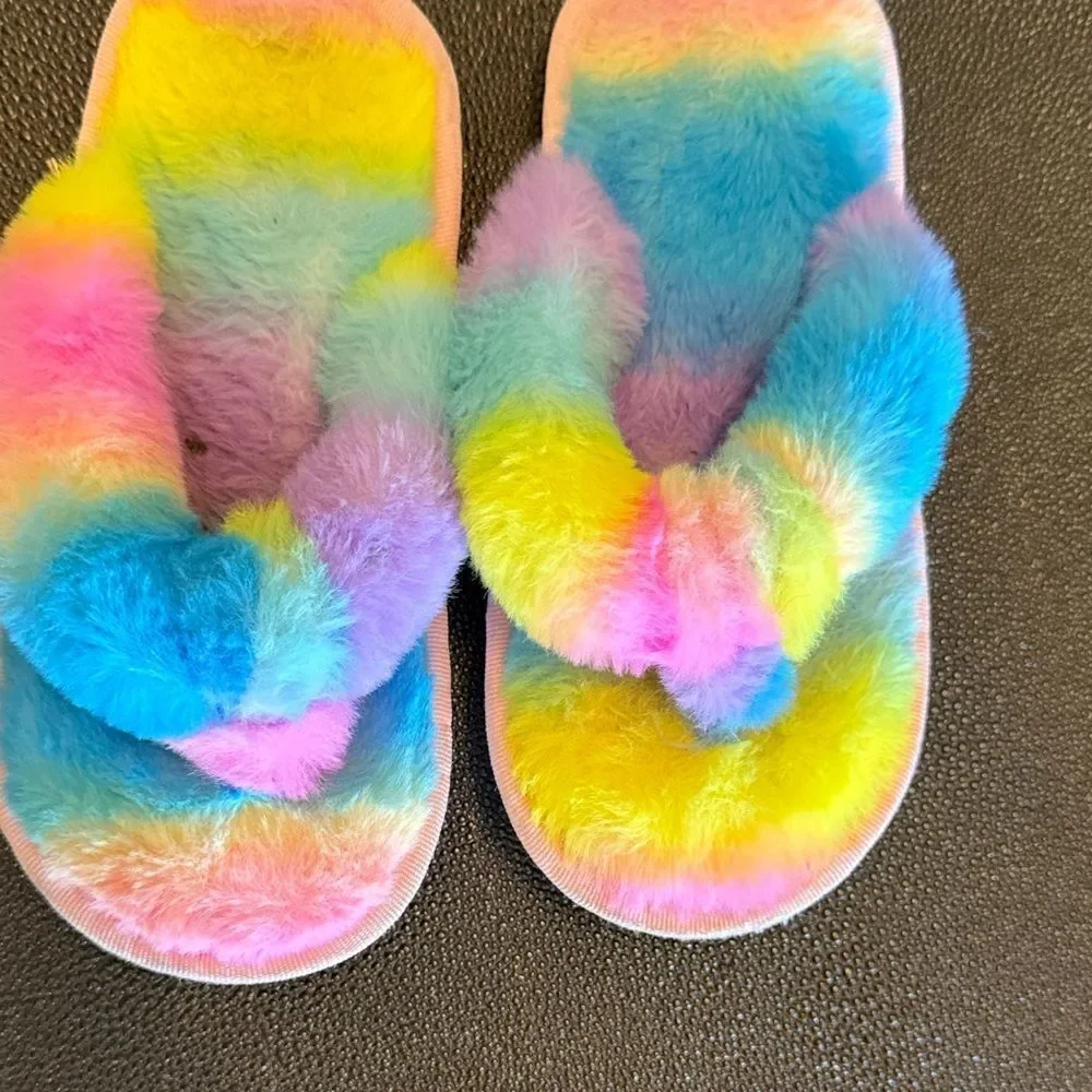Bmagical by Btween Pink Unicorn Pajama Set with Rainbow Slippers size 6T